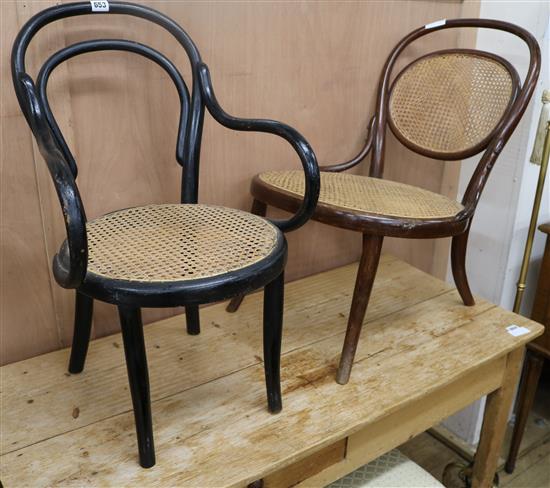 A childs bentwood chair and a similar nursing chair